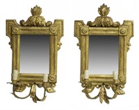 (2) LOUIS XV STYLE MIRRORED 2-LIGHT WALL SCONCES