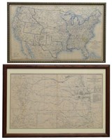 (2) FRAMED MAPS, INDIAN TERRITORY & UNITED STATES