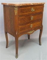 FRENCH STYLE INLAID MAHOGANY MARBLETOP STAND