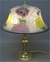 PAIRPOINT TABLE LAMP WITH REVERSE PAINTED SHADE