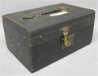 19TH C. LEATHER COVERED DOCUMENT BOX