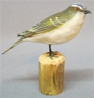 PETER PELTZ SONGBIRD CARVING OF A RED EYED VIREO