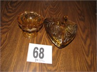 2 Amber candy dishes