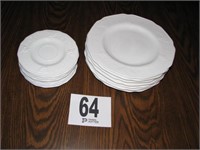 Seven plates & 8 saucers milk glass