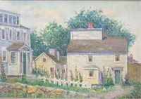 CHARMING OIL ON CANVAS BOARD OF CAPE COD COTTAGES