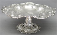 ORNATE STERLING SILVER REPOUSSE FOOTED COMPOTE