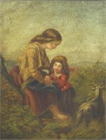 CONTINENTAL SCHOOL OIL PAINTING OF MOTHER & CHILD