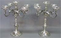 PAIR OF EXCEPTIONAL STERLING SILVER CANDLEABRUM