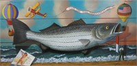 JEROME HOWES TROMP L'OEIL PAINTING OF STRIPED BASS