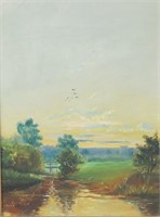CALEB SLADE PAINTING OF A SUNSET LANDSCAPE
