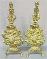 PAIR OF FRENCH BRONZE FIRE TOOL RESTS