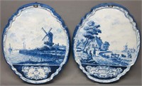 PAIR OF LARGE DELFT PORCELAIN WALL PLAQUES
