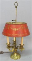 FRENCH ORMOLU BOUILOTTE LAMP WITH TOLE SHADE