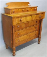 SHERATON COLUMN FRONT TIGER MAPLE CHEST OF DRAWERS