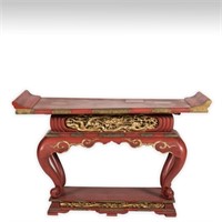 Red Lacquer Oriental Altar Table