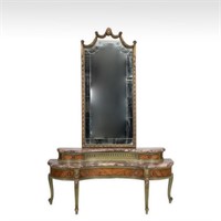 Painted Satinwood Vanity and Mirror