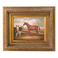 Artist Unknown, 20th c. Horse and Dog, oil