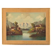 Mancini. Alpine Landscape, oil on canvas