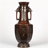 Japanese Decorated Bronze Vase