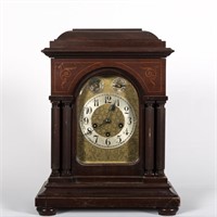 Antique Inlaid Mahogany Mantle Clock