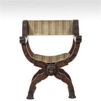 Figural Carved Savonarola Chair