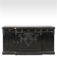 Victorian Ebony Marble Top Sideboard