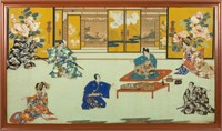 Large Japanese Gouache - Family Scene