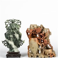 Jade Jar and Soapstone Vase