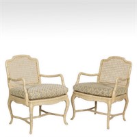Pair Faux Bamboo Arm Chairs