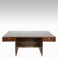 Mahogany Desk with Bronze Pulls & Trim