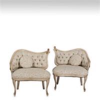 Pair French Provincial Corner Parlor Chairs