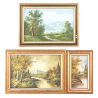 Three framed landscapes, oils on canvas