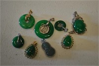 8 Antique Green Asian Pendants