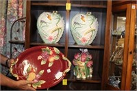 4pc Fitz & Floyd Vases, Platter, Canister