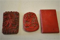 3 Carved Antique Asian Pendants