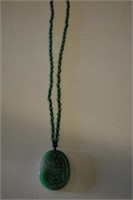 Antique Asian Beaded Necklace & Pendant