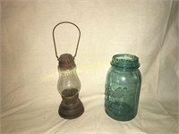 Antique ice skaters oil lantern