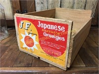 Vintage JF oranges wooden shipping crate