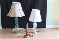 3 Glass Base Table Lamps