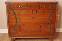 Wooden Chest of Drawers w/ Hand Painted Accents