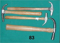 Four assorted forged claw hammers