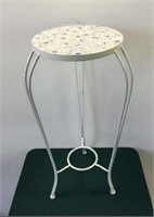 White Painted Metal Plant Stand with Decorative