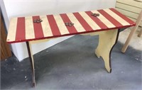 Red & Cream Colored Bench