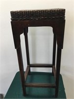 Wood/Rattan Woven Top Plant Stand