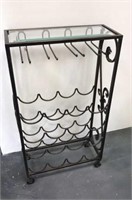 Wrought Iron Wine Caddy w/ Glass Top