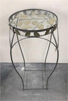 Glass Top Plant Stand w/ Leaf Detail