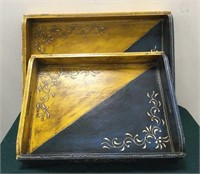 2 Painted Wood Trays