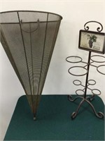 Wine Bottle Holder & Metal Cone with Handle