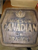 Molson Canadian on Draught Wooden Sign - 21 x 19