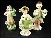 3 Vintage Hand Painted Colonial Family Figurines